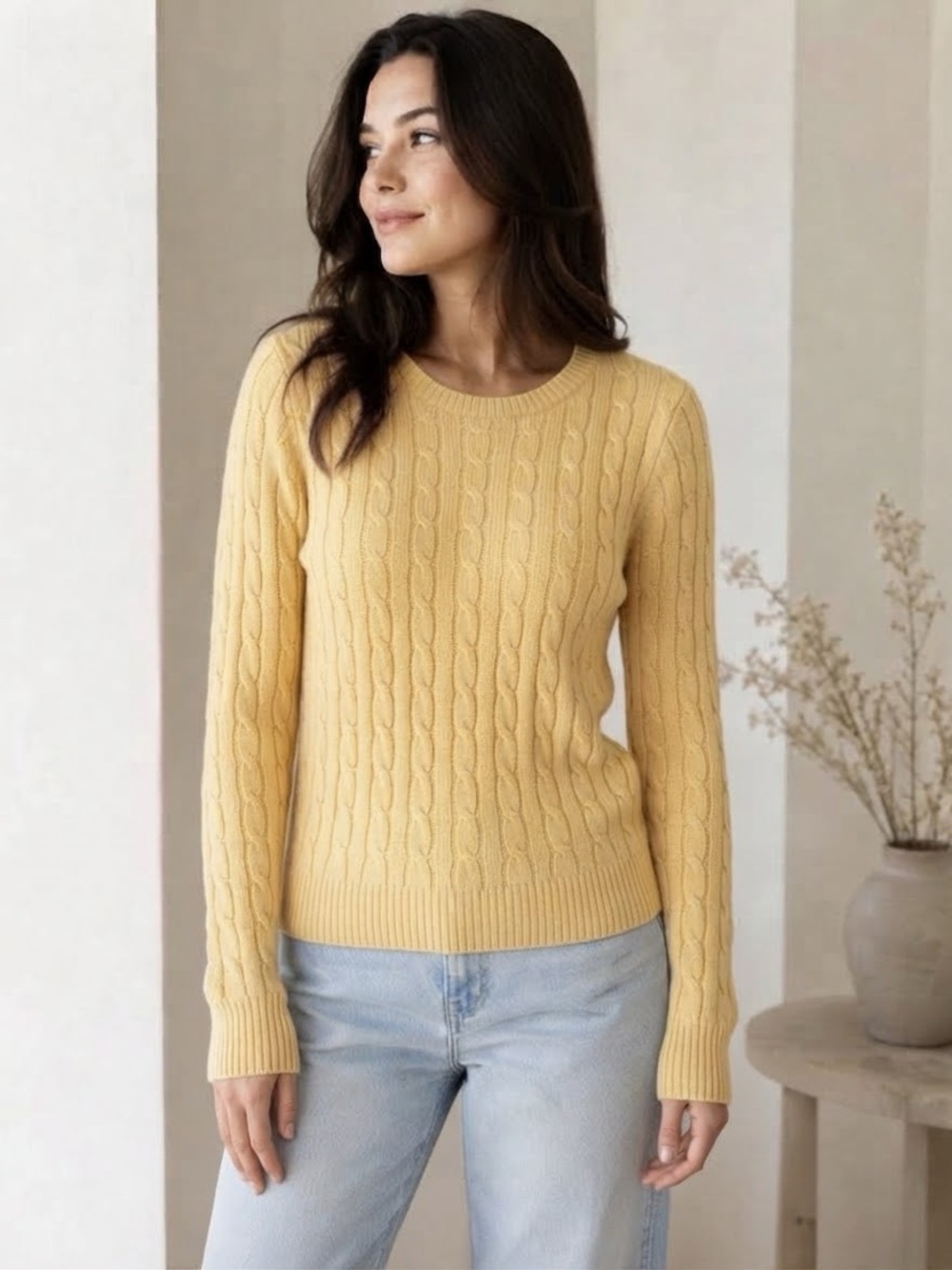 GAP Yellow Cable-Knit Crewneck Sweater - Size S